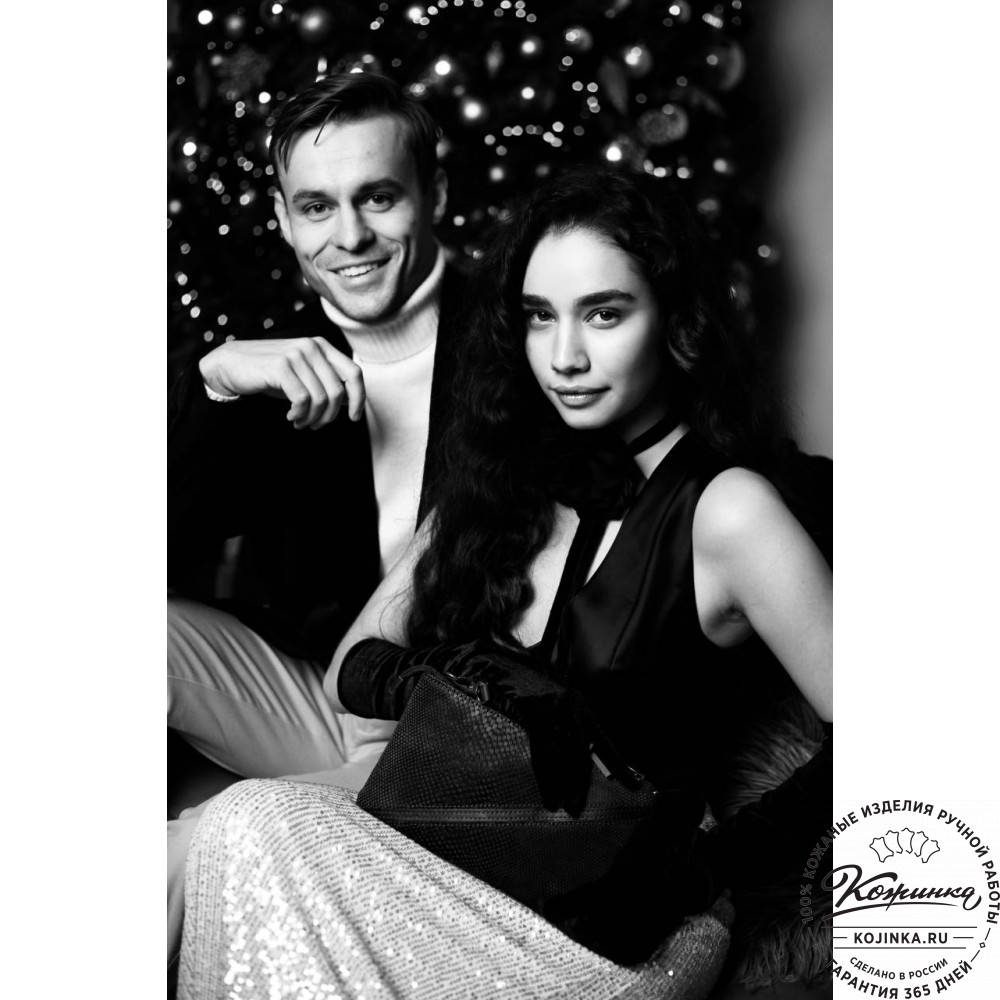 Женская кожаная сумка "Шарлота" (сине-красная)